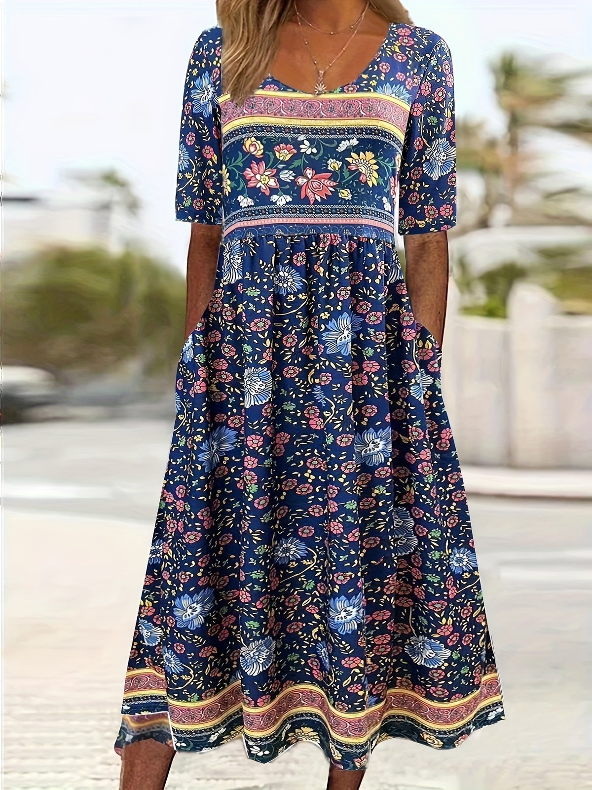 Marée — wrap mini in printed cotton voile